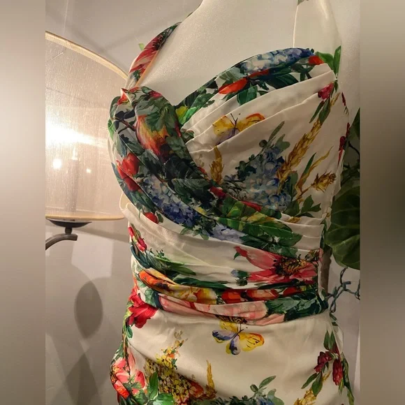 Dolce and Gabbana 🦋 Silk Midi Length Dress Retail: $3360 - Picture 3 of 13